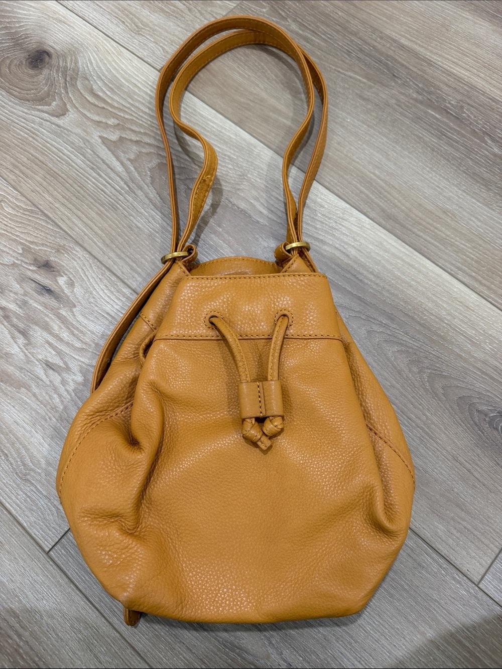 HOBO Mustard Leather Drawstring Shoulder Bag